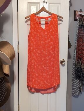Old Navy Orange Floral High-Low Shift Dress